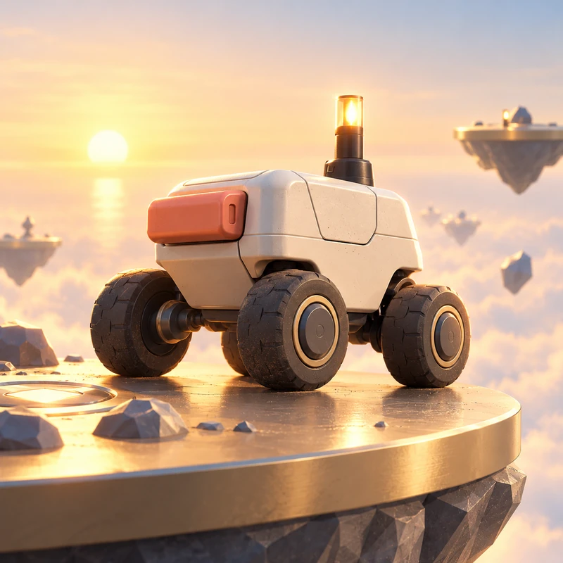 Ceramic courier rover with coral accents and champagne wheels
